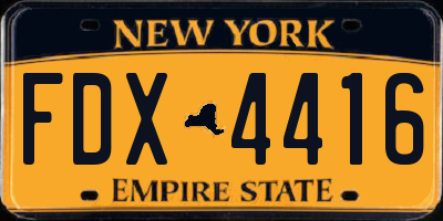 NY license plate FDX4416