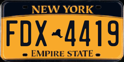 NY license plate FDX4419