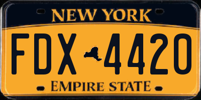 NY license plate FDX4420