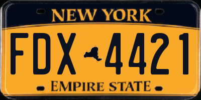NY license plate FDX4421
