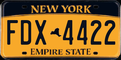 NY license plate FDX4422