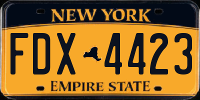 NY license plate FDX4423