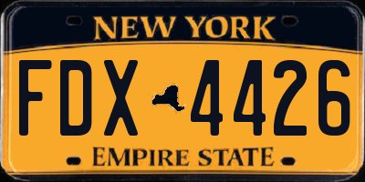 NY license plate FDX4426