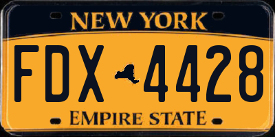 NY license plate FDX4428