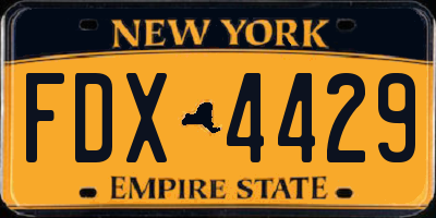 NY license plate FDX4429