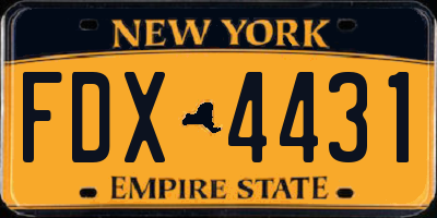NY license plate FDX4431