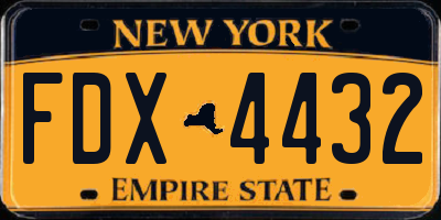 NY license plate FDX4432