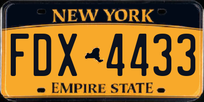 NY license plate FDX4433