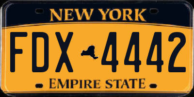 NY license plate FDX4442