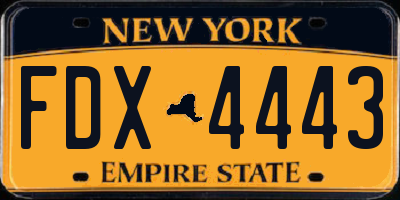 NY license plate FDX4443