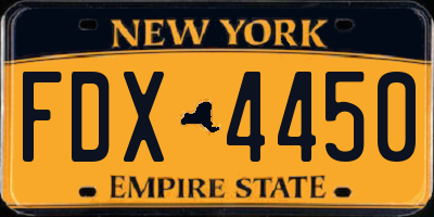 NY license plate FDX4450