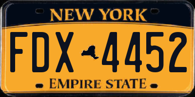 NY license plate FDX4452