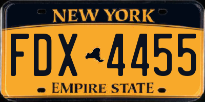 NY license plate FDX4455