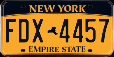 NY license plate FDX4457