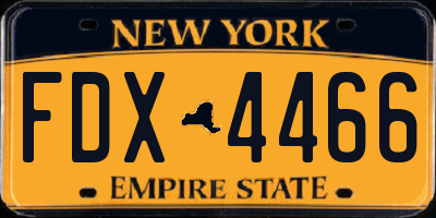 NY license plate FDX4466