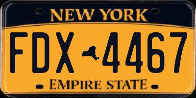 NY license plate FDX4467