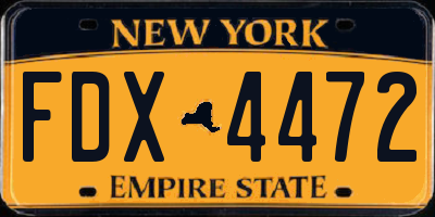 NY license plate FDX4472