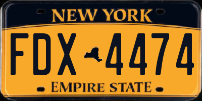 NY license plate FDX4474