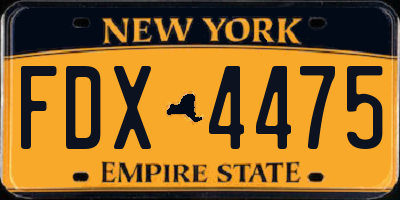 NY license plate FDX4475