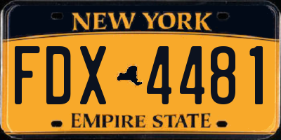 NY license plate FDX4481