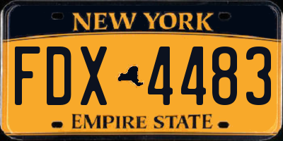 NY license plate FDX4483