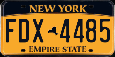 NY license plate FDX4485