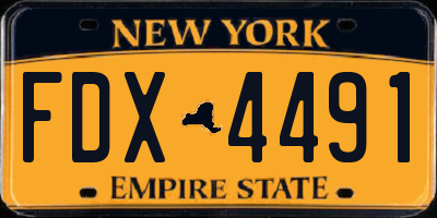 NY license plate FDX4491