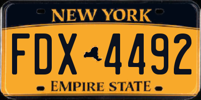 NY license plate FDX4492