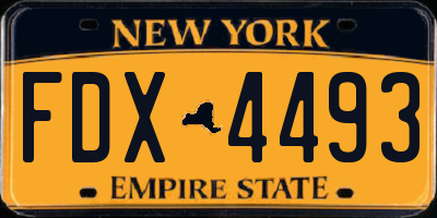 NY license plate FDX4493