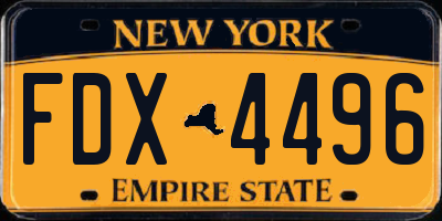 NY license plate FDX4496