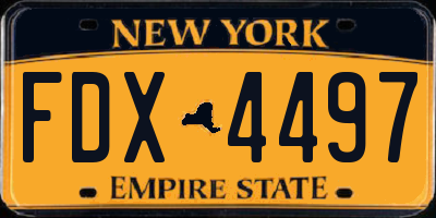 NY license plate FDX4497