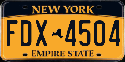 NY license plate FDX4504