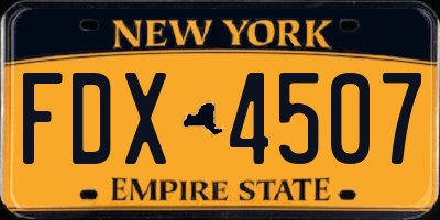 NY license plate FDX4507
