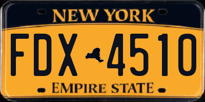 NY license plate FDX4510