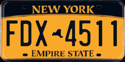 NY license plate FDX4511