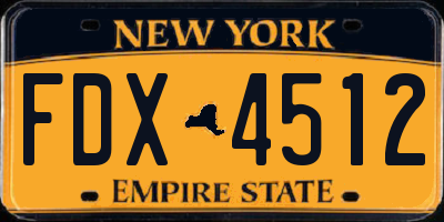 NY license plate FDX4512