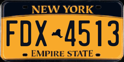 NY license plate FDX4513