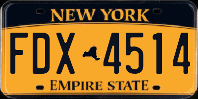 NY license plate FDX4514