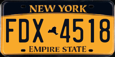 NY license plate FDX4518