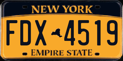 NY license plate FDX4519