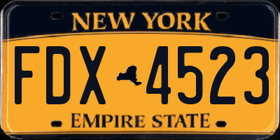 NY license plate FDX4523