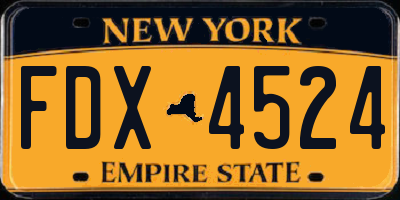 NY license plate FDX4524
