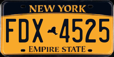 NY license plate FDX4525