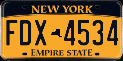 NY license plate FDX4534