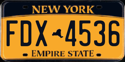 NY license plate FDX4536