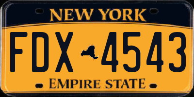 NY license plate FDX4543