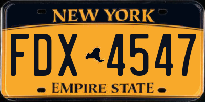 NY license plate FDX4547