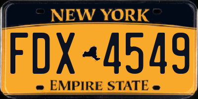 NY license plate FDX4549