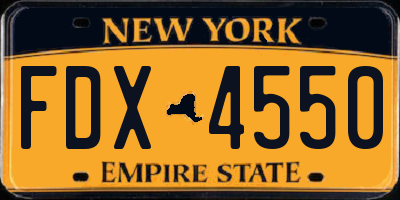 NY license plate FDX4550