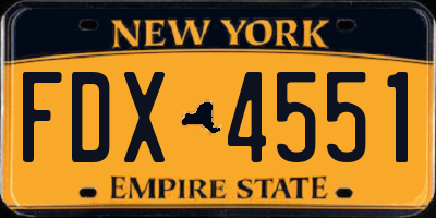 NY license plate FDX4551